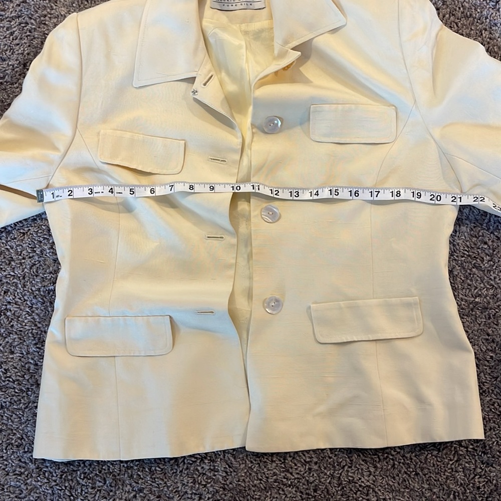 Vintage Silk Skirt Blazer Suit Set Valerie Stevens Pale Yellow - Picture 14 of 15
